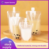 Pochettes à bec verseur autoportantes jetables PETPE, prêtes pour les concerts, pour thé aux pruneaux, lait de soja, bière et autres boissons à usage unique