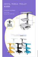 Carrito de Herramientas Metálico para Consultorio Dental con Enchufe Integrado, Cuatro Ruedas, Capacidad de Carga de 25 lb, 1 Año de Garantía