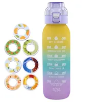 Nouvelle arrivée, bouteille d'eau de sport d'extérieur de grande capacité de 1000 ml en Tritan, avec anneaux de saveur gradués, avec 7 capsules de saveur