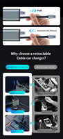 Cargador de Coche Retráctil PD65W USB-C, Adaptador de Carga Rápida para iPhone, Accesorios de Viaje para Coche, para Hombres y Mujeres