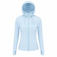 Veste de protection solaire à capuche intégrale pour femme FlowForm UPF50+ - Spandex/Nylon, séchage rapide, respirante, capuche réglable