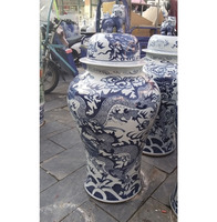 Haute qualité bleu et blanc Dragon Design Antique pot de gingembre en céramique grand sol Vase Foo chien couvercle maison hôtel Villa grande maison décor