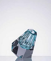 Sculpture de table en cristal K9 à facettes inclinées avec chambre intérieure dorée, ornement d'art de bureau moderne et luxueux pour la maison et l'hôtel