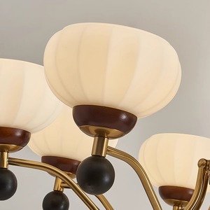 French Vintage Style Solid Wood <b>Chandelier</b> Gold Body E27 LED <b>Light</b> Source Round Shape For Bedroom And Dining Room - Product Image 4