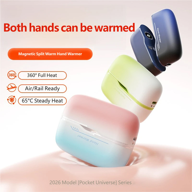Portable Magnetic 2-in-1 Hand Warmer 6000mAh Rechargeable Pocket Heater Gradient Color for Outdoor Winter Camping