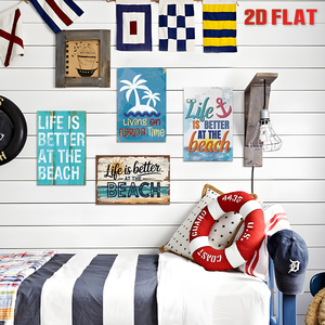 Set di Targhe in Metallo Vintage 'La Vita è Migliore in Spiaggia', Decorazione Murale Retrò Costiera per Casa e Patio - Product Image 3