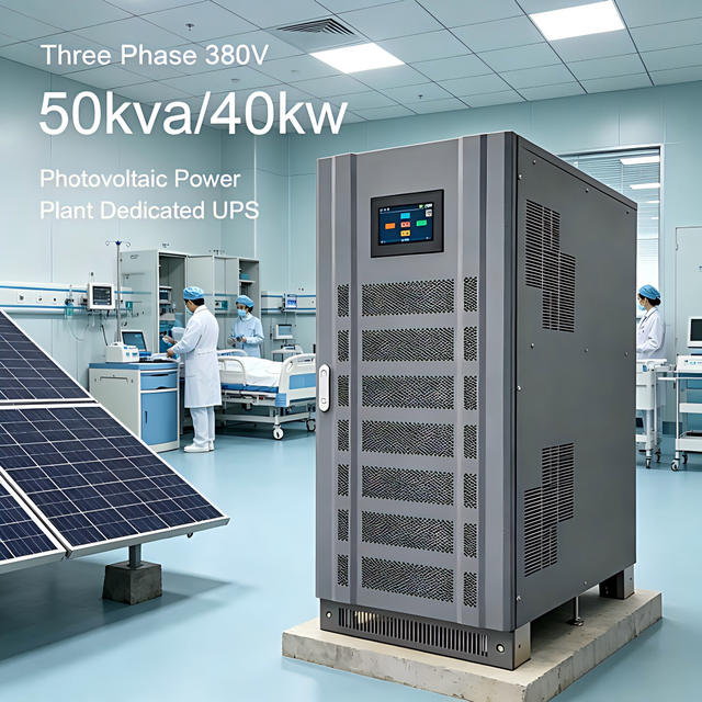 Three Phase 380V 50kVA/40kW Line Frequency Online UPS Lithium Battery 98% Efficiency Uninterruptible Power Supply