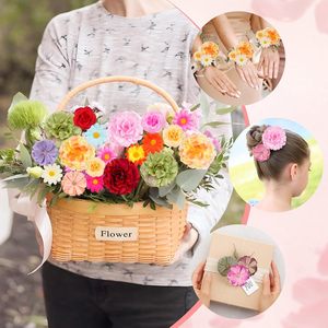 210 mini-têtes <span class=keywords><strong>de</strong></span> fleurs artificielles en soie 3D, en vrac, roses, marguerites, tournesols, pour mariages et artisanat, résistantes à la poussière et à l'<span class=keywords><strong>eau</strong></span> - Product Image 3