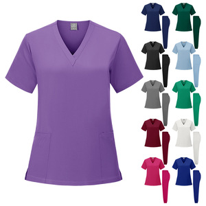 Unisex <b>Scrub</b> Suit Split Set Moisture Wicking Knitted Fabric Hospital Uniforms - Product Image 4