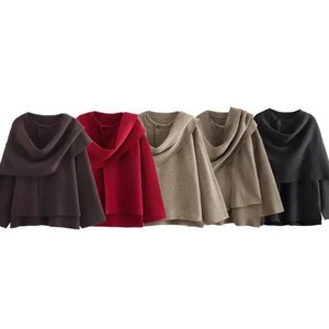Cappotto Invernale <span class=keywords><strong>Corto</strong></span> Asimmetrico in Maglia con Bottone Singolo per Donne Europee e Americane - Product Image 4