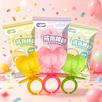 Halal hartvormige ringlollipop fruit smaak vinger ring harde snoep kinderspeelgoed snoep feest snoepjes