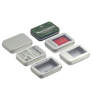 Biểu Tượng Tùy Chỉnh Bạc <span class=keywords><strong>Mini</strong></span> Hộp Thiếc Kim Loại Liền Mạch Trường Hợp Rõ Ràng Cửa Sổ Thực Phẩm Lưu Trữ Người Tiêu Dùng Điện Tử Hình Chữ Nhật Nhỏ Lưu Trữ - Product Image 1