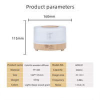 Humidificateur d'aromathérapie à brume froide classique 500 ml, diffuseur d'arômes ultrasonique avec lumière LED 7 couleurs et télécommande pour la maison et la chambre
