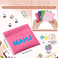 Sacs à dés de Mahjong en cuir PU, pochette à Mahjong à pression, imprimé MAHJ mignon, pochette de rangement pour Mahjong, plusieurs couleurs