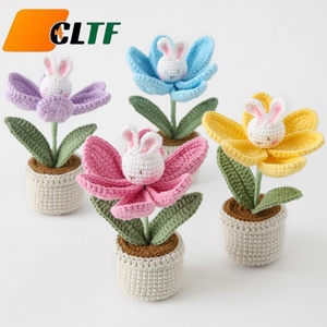 2025 fait à la main Crochet lapin tulipe fée poupées plante en <span class=keywords><strong>pot</strong></span> positif Crochet lapin saint valentin cadeaux décoration de noël - Product Image 1