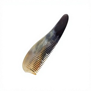 หวีเขาควายรูปไข่ งานฝีมือขัดเงาธรรมชาติ งานศิลปะที่ทนทาน ของสะสม - Product Image 1