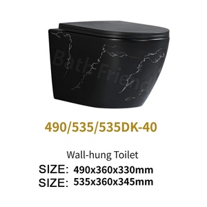 WC mural haut de gamme en céramique colorée, motif marbre noir mat vert émeraude veiné or, pour <span class=keywords><strong>décoration</strong></span> artistique - Product Image 2