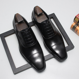Zapatos de Cuero de Negocios de Moda, Estilo Europeo, Punta Cuadrada, Oxford, Cómodos, Ligeros, Transpirables, para Hombre, Oficina, Carrera - Product Image 3