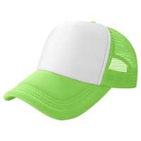 Casquette de baseball personnalisée à 5 panneaux, calotte haute, dos en maille, devant en mousse polyester, bicolore, style trucker avec fermeture snapback ajustable
