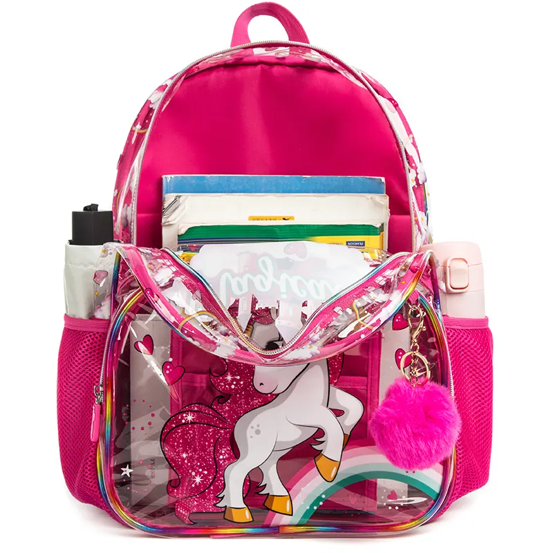 Jasminestar Girls School Backpacks For Kids School Bag Unicorn Transparent Backpack Set For Girls Bag With Lunch Tote Bag