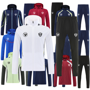 Chaqueta de fútbol de manga larga para hombre con capucha Chaqueta de entrenamiento de fútbol Chaqueta de fútbol con cremallera completa Calidad de Tailandia - Product Image 3