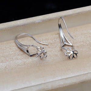 Pendientes de Plata S925 con Encaje Retro, Aretes para Mujer, Joyería de Perlas de 8-13 mm, Accesorios Hechos a Mano con Bandeja Vacía para DIY 4944 - Product Image 4