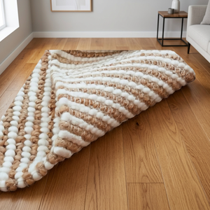 Alfombra de Yute y Algodón Hecha a Mano, Alfombra Trenzada a Rayas, Ecológica, para Sala de Estar o Dormitorio - Product Image 1