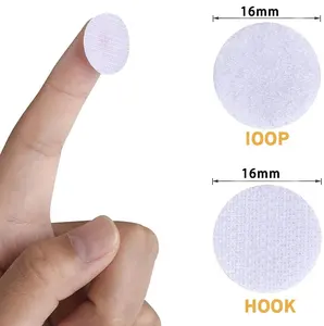 100% Nylon Round Coin Dots Selbst klebendes Befestigungs band 16 mm Schwarz Weiß Klett punkt