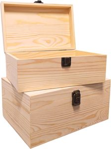 Caja <span class=keywords><strong>de</strong></span> Almacenamiento <span class=keywords><strong>de</strong></span> Madera Grande sin Acabado con Tapa, Cajas <span class=keywords><strong>de</strong></span> Madera Maciza <span class=keywords><strong>de</strong></span> Pino para Manualidades con Caja Pequeña Adicional para Regalos - Product Image 3