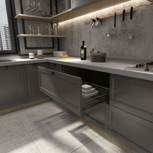 Meubles de cuisine modulaires modernes de luxe léger, comptoir de bar, îlot de cuisine, table, taille personnalisée, rangement surdimensionné - Product Image 1