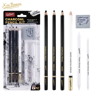 Xin Bowen Ensemble <span class=keywords><strong>de</strong></span> <span class=keywords><strong>dessin</strong></span> artistique simple 7 pièces, style basique, comprenant des crayons fusain <span class=keywords><strong>de</strong></span> qualité, un estompeur en papier et une gomme à modeler - Product Image 1