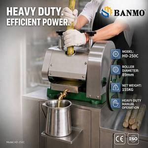 Presse-<span class=keywords><strong>canne</strong></span> à sucre manuelle BANMO 60KG/H en acier inoxydable, extracteur de jus commercial pour les magasins de boissons - Product Image 1