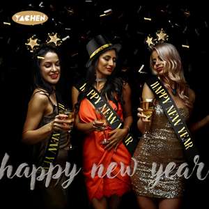 مجموعة حفلات رأس السنة الجديدة من ياتشن، تتضمن وشاح أنيق وعصابة رأس وقبعة بلاستيكية من البي في سي، مجموعات زينة احتفالية للنساء للحفلات والكرنفالات - Product Image 4