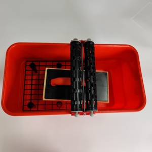 24L công nghiệp nhựa màu đỏ xô 4 bánh xe màu đen Lưới xốp Đôi con lăn gạch vữa sạch hơn Kit DIY lau gạch Doanh vữa - Product Image 6