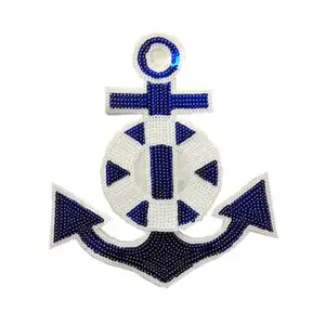 Lantejoula bordado rotulagem navio marinha âncora patch