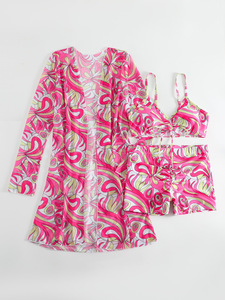 Nouvel ensemble trois pièces de <span class=keywords><strong>maillot</strong></span> de bain sexy 2026 pour femme, avec haut et bas en maille multicolore, effet allongeant les jambes - Product Image 4