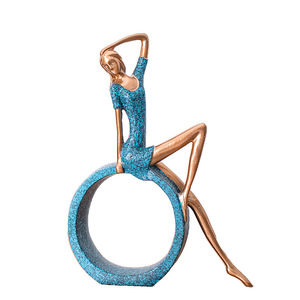 Figurine de danseuse de yoga abstraite en résine circulaire, artisanat artistique, décoration d'intérieur, salon, entrée, hall, présentoir - Product Image 5