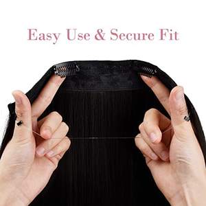 FUJIA Extensions de cheveux en fil invisible avec bandeau transparent Taille réglable Clips sécurisés amovibles dans les cheveux secrets ondulés bouclés - Product Image 2