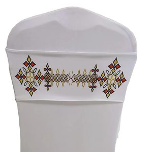 Maßgefertigte Äthiopische <span class=keywords><strong>Meskel</strong></span> / Tibeb-Stil Habesha Design Stuhlschärpen Stuhlbandagen für Hochzeiten und Veranstaltungen Eritrea Dekoration - Product Image 4