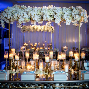 Centrotavola Nuziale in Metallo Dorato con Fiori e Palloncini, Supporto da Tavolo per Fiori, <span class=keywords><strong>Portacandele</strong></span> per Forniture per Eventi - Product Image 2