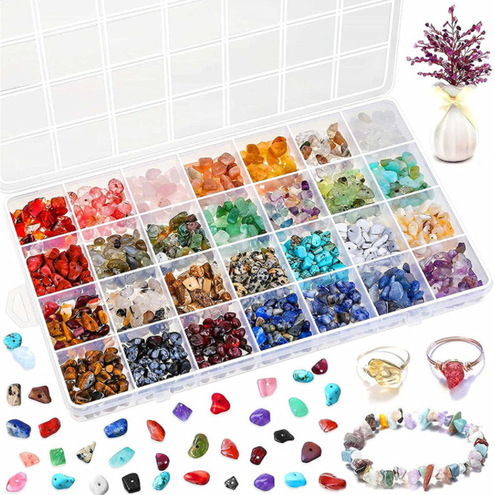 Irregular Gemstone 28 Grid Assorted DIY Jewelry Making Kit with Natural Crystal Chip Stones Loose Beads Jewelry Accessory Supply