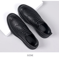 Chaussures en cuir décontractées pour hommes, style britannique, automne 2026, gaufrées, respirantes, faites à la main, à lacets, semelle extérieure en caoutchouc antidérapante