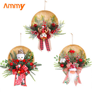 AM-FDAA28 Ammy Fournitures <span class=keywords><strong>de</strong></span> décoration <span class=keywords><strong>de</strong></span> Noël Paniers Couronnes <span class=keywords><strong>de</strong></span> Noël Cross Borders Cute Decorated Wreath by Santa Claus - Product Image 3
