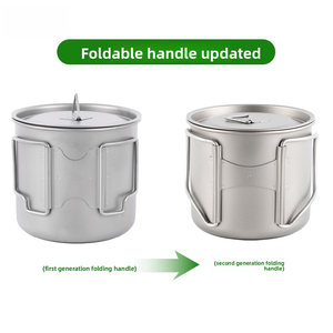 Panci & Cangkir <span class=keywords><strong>Camping</strong></span> Titanium Ultralight - Peralatan Masak Luar Ruangan Portabel Ramah Lingkungan dengan Desain Bersarang dan Tas Jala - Product Image 2