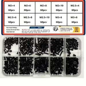 Flat Head Phillips Screws Kit Small Mini Steel Bolt <b>Set</b> M1.2 To M3 1240pcs Carbon Steel GBT 818 Standard - Product Image 2