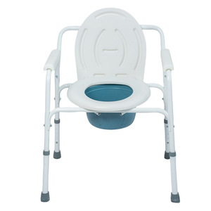 Chaise de toilette pliable portable en acier inoxydable avec seau pour usage domestique par les patients handicapés - Product Image 3