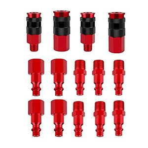Aluminum Red 14-Piece 1/4 Npt Quick Coupling Pneumatic Fitting Hose Air Connector For Tools - Product Image 5