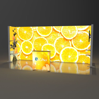Stand d'exposition moderne et portable en tissu tendu personnalisé 3*6, avec boîte à lumière SEG pour salon professionnel