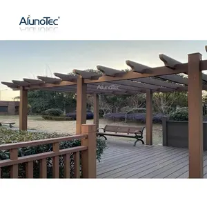 OEM lüks 3X4 WPC ekli evi gölgelik ahşap Gazebo Pavilion Vergola büyük Pergola açık hava yemek için