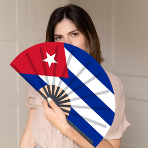 Abanicos Plegables de Bambú con la Bandera de Cuba al por Mayor, Abanico de Mano para Carnaval, Boda, Festival, Fiesta, Agencia de Viajes - Product Image 5